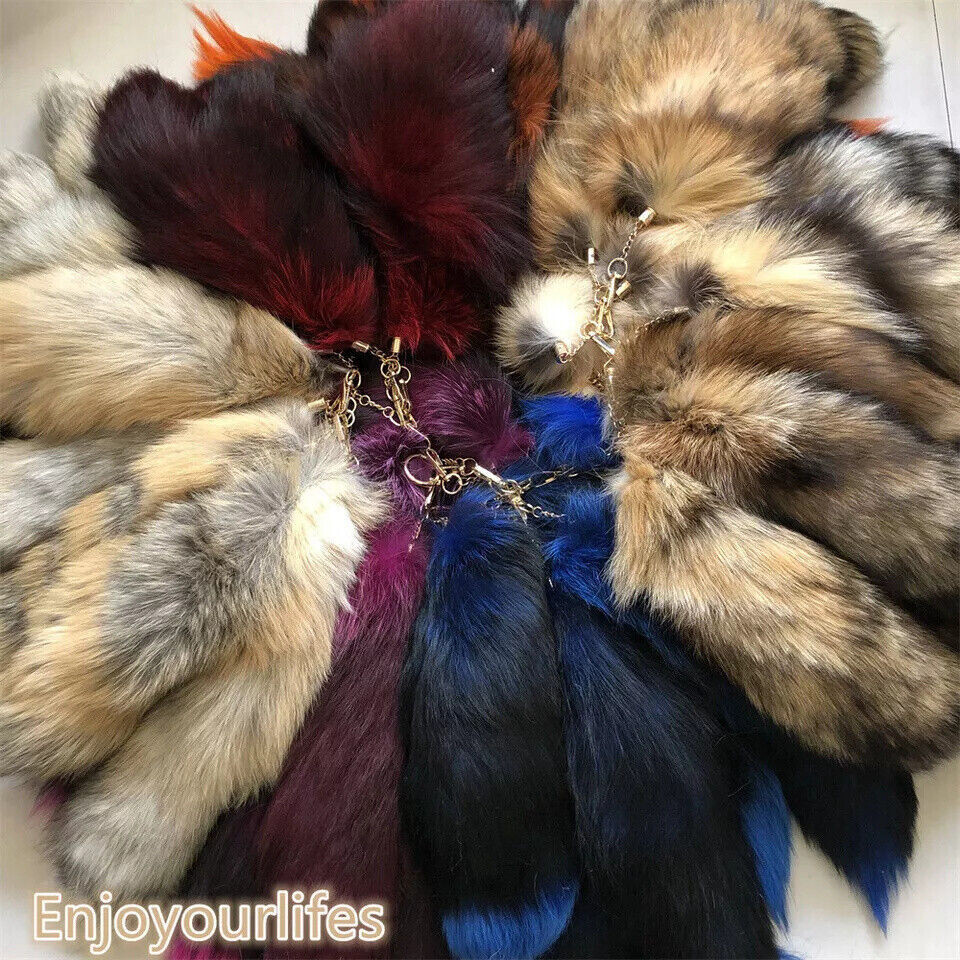 16-18 Inch Real Fox Fur Tail Keychain Cosplay Accessory 2/5/10pcs Wholesale