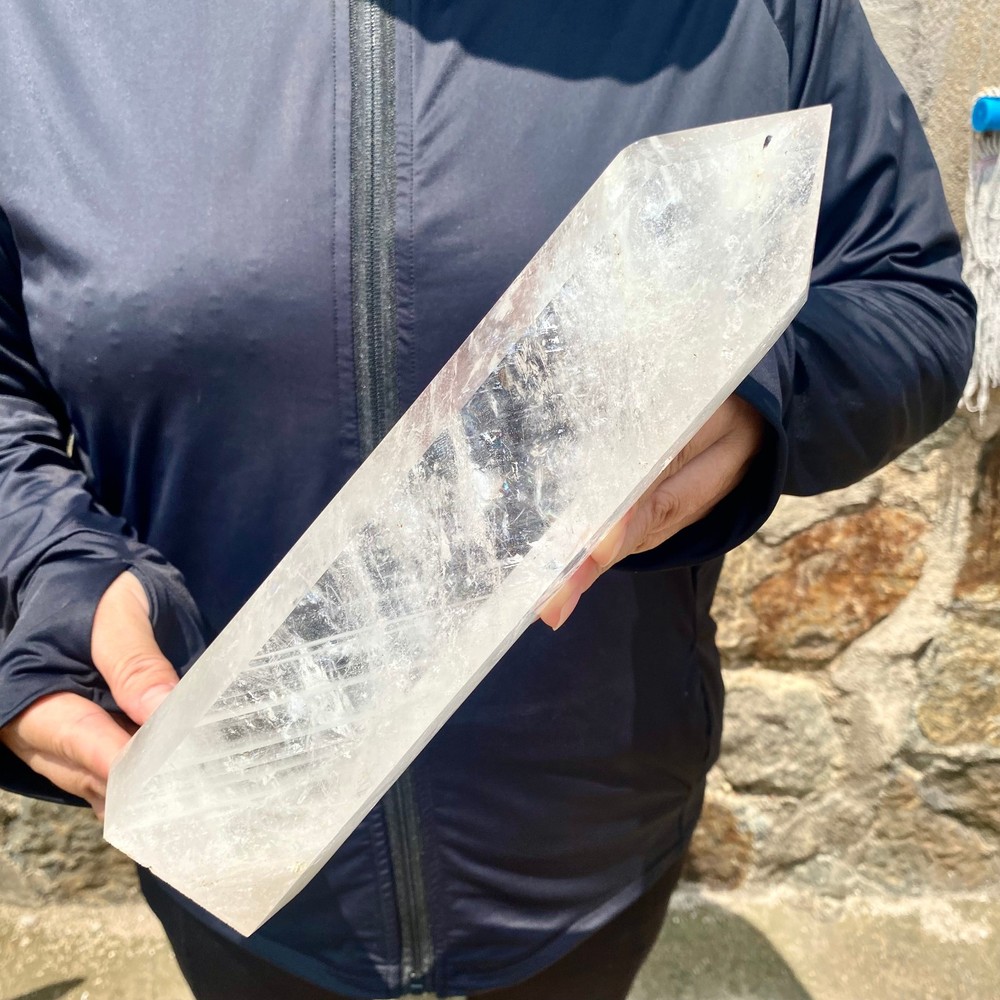 4.01LB Natural clear quartz obelisk Crystal Energy Tower Point Energy -