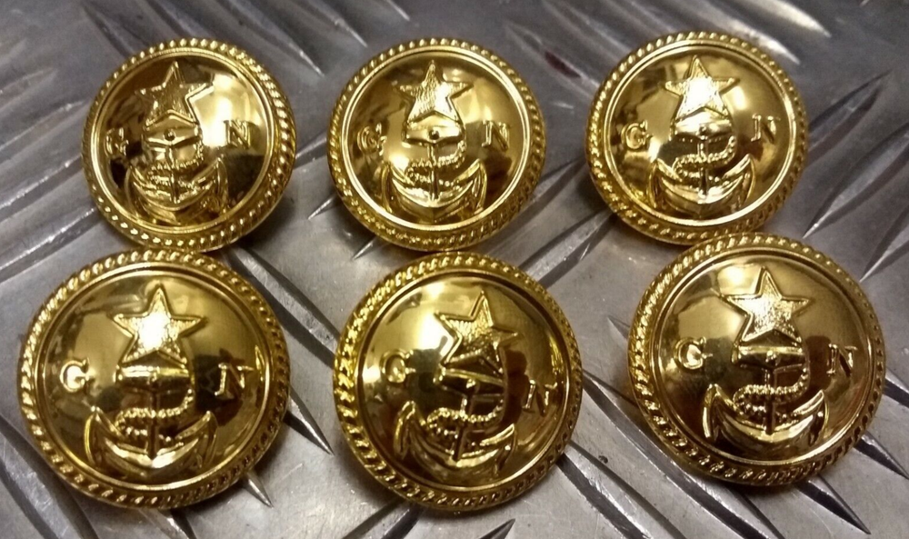 Genuine Military Issue Navy GN Buttons Set of 6 for Jacket Blazer Greatcoat Anchor V929
