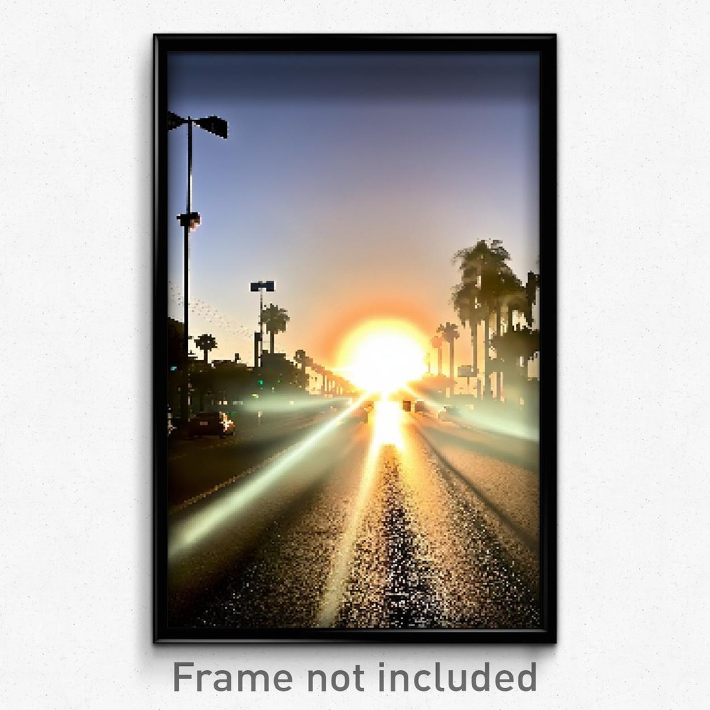 Pixel Art Poster - Sunny Boulevard (8 Bit Psychedelic Trippy Video Game Print)