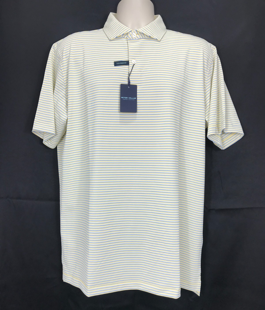 Peter Millar Crown Crafted Men's Size XL Striped Performance Mesh Polo $115 NWT