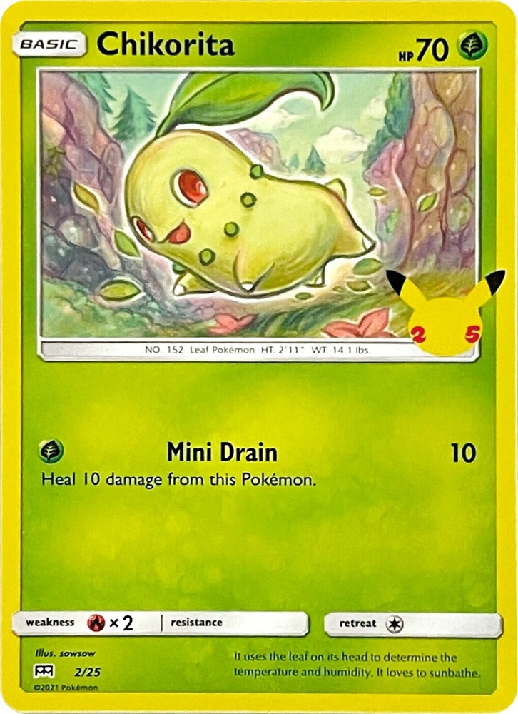 Chikorita 002/025 McDonald's 25th Anniversary Promos Holo