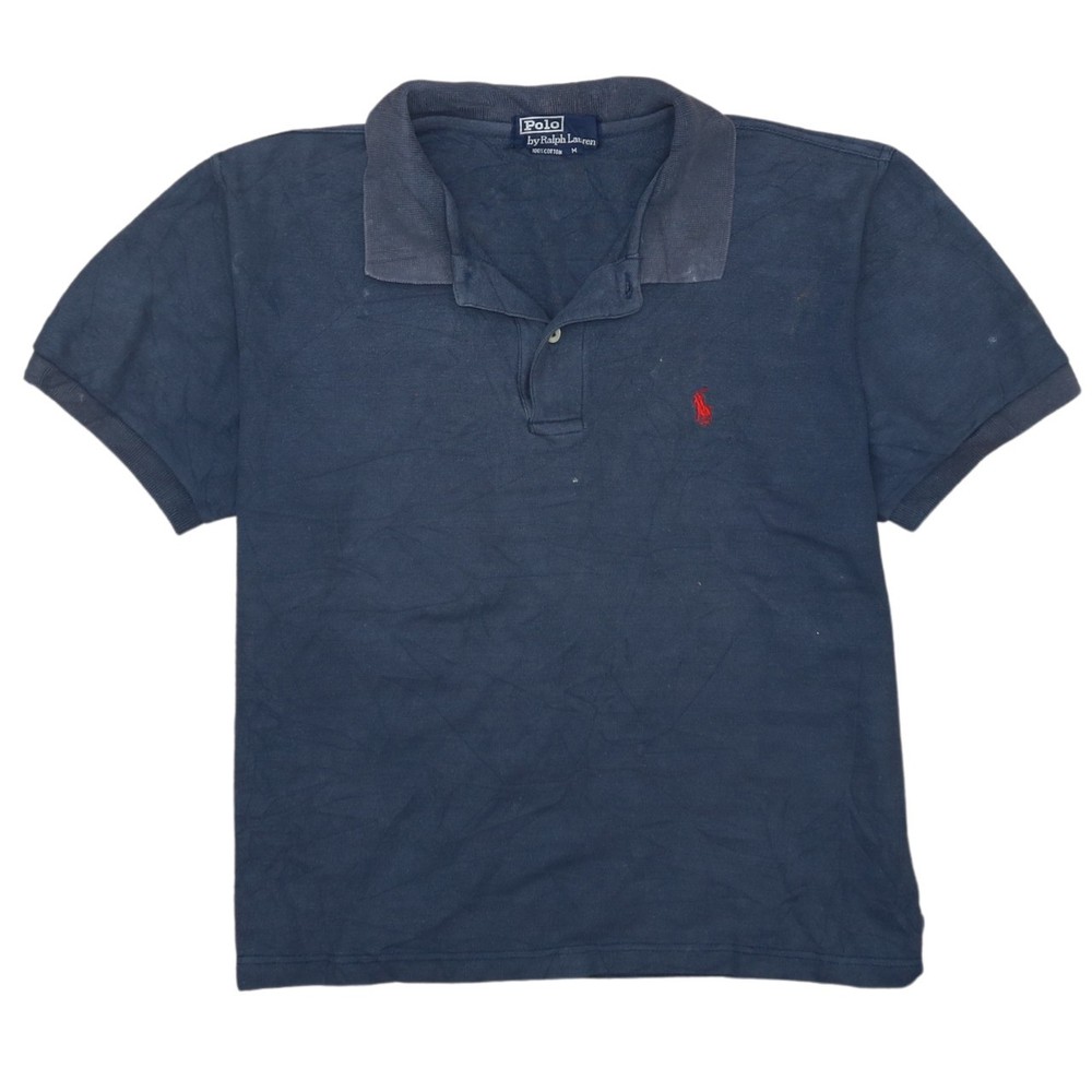 Polo Ralph Lauren Mens Polo Shirt Navy Blue Pique Cotton Logo Button Golf M