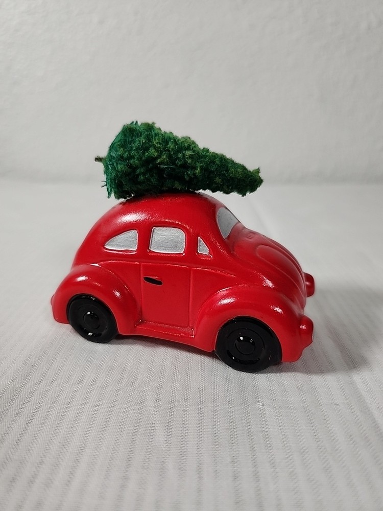 Dept 56 Red Volkswagon Bug Beetle Car With Tree Snow Village Accessory
