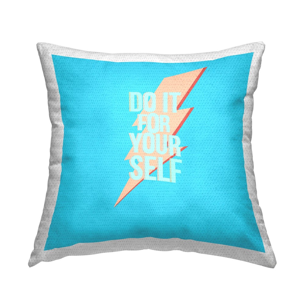 Do It for Yourself Bolt Outdoor Blue Printed Pillow 18x18
