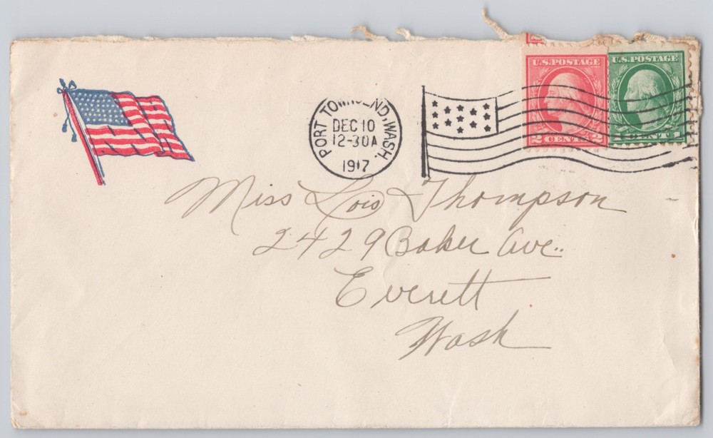 Port Townsend, Wash American Flag Cover, YMCA Army & Navy, 1917 1c