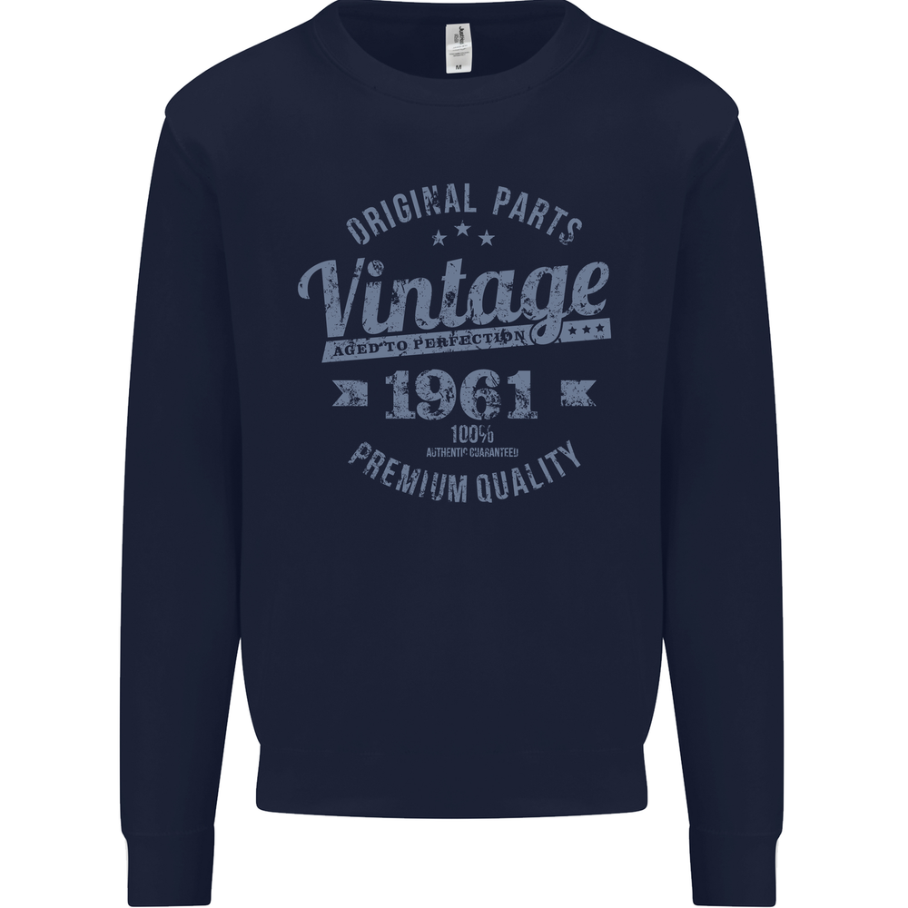 Vintage Year 64th Birthday 1961 Mens Sweatshirt Jumper Navy Blue