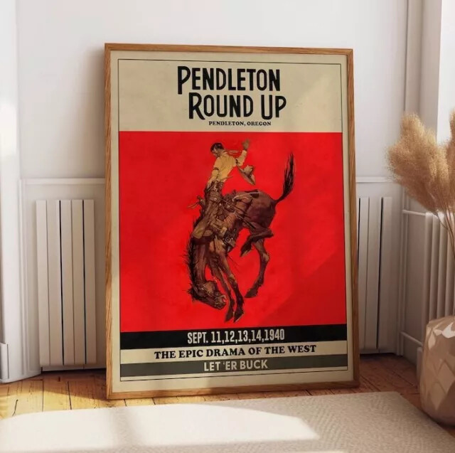 Vintage Rodeo Glory: Pendleton Rodeo Cowboy Poster