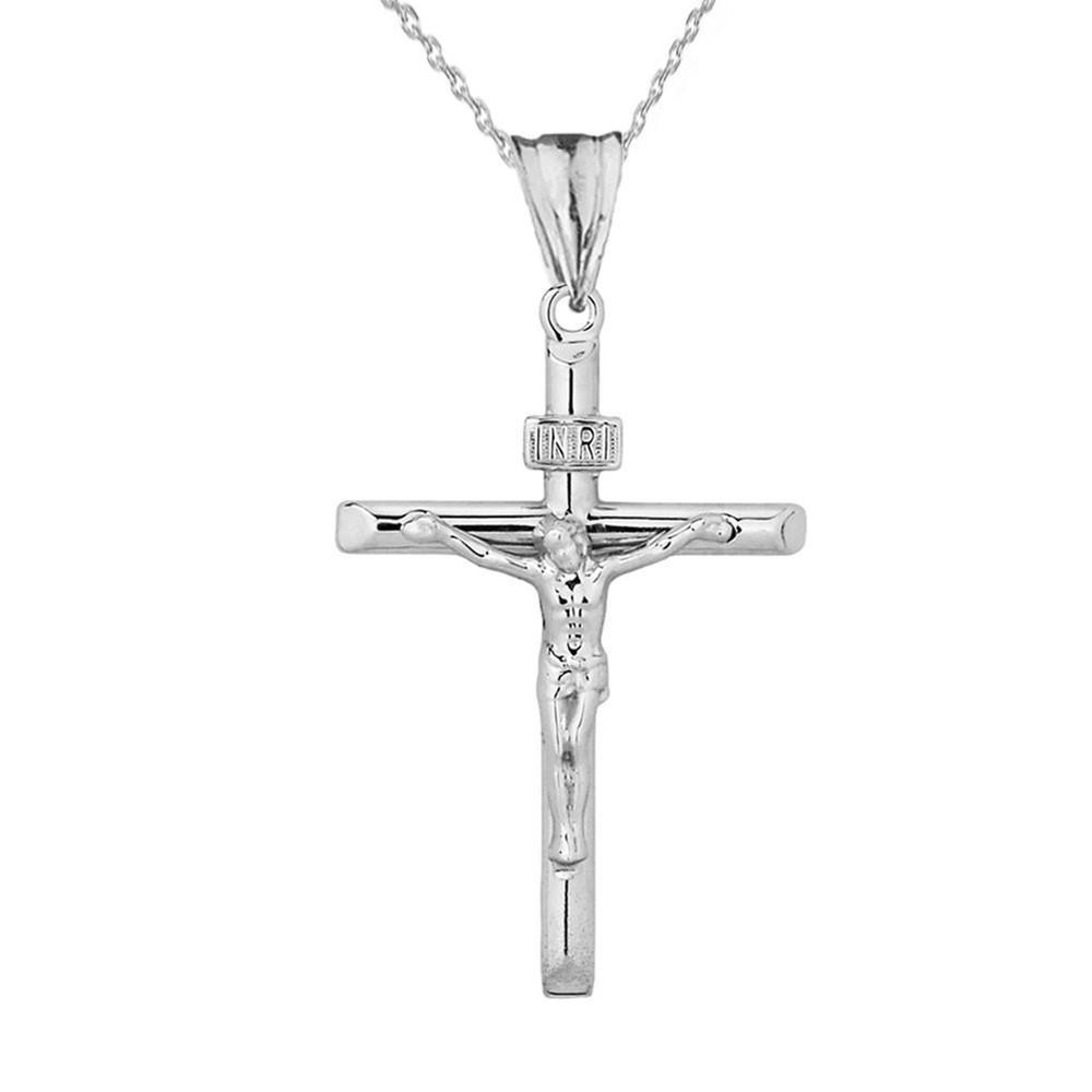 Sterling Silver 1.17 INRI Crucifix Pendant with Jesus on Cross