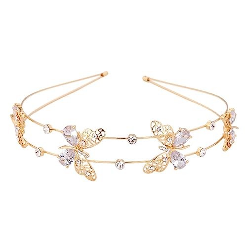 Double Layer Rhinestone Butterfly Headband for Teens - Metal Hair Band  