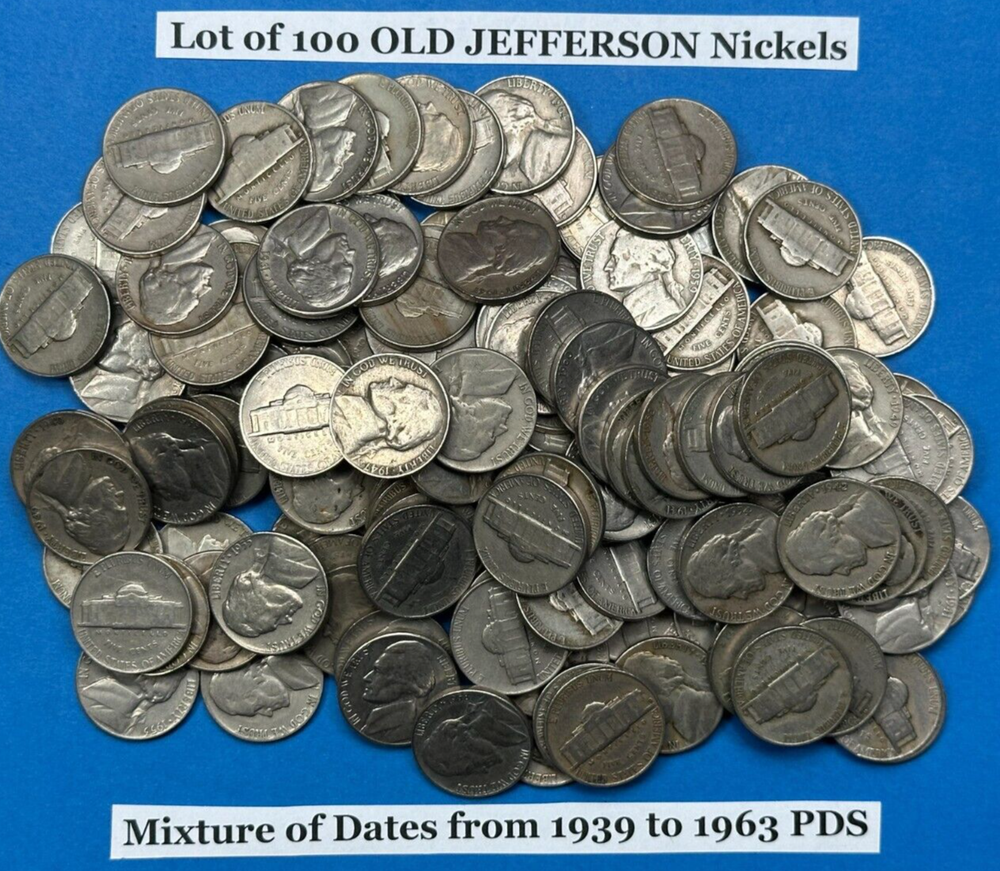 1939-1964 Jefferson Nickels Lot of 100 OLD  U.S. Collectors Coins ~ MIXED DATES