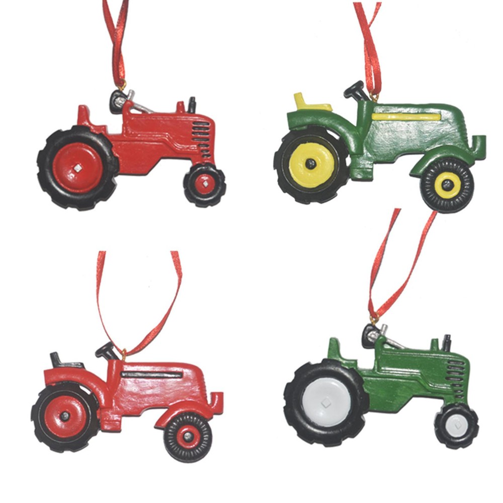 3pcs Tractor Ornaments for Christmas Tree Christmas Hanging Tractor Resin Decor