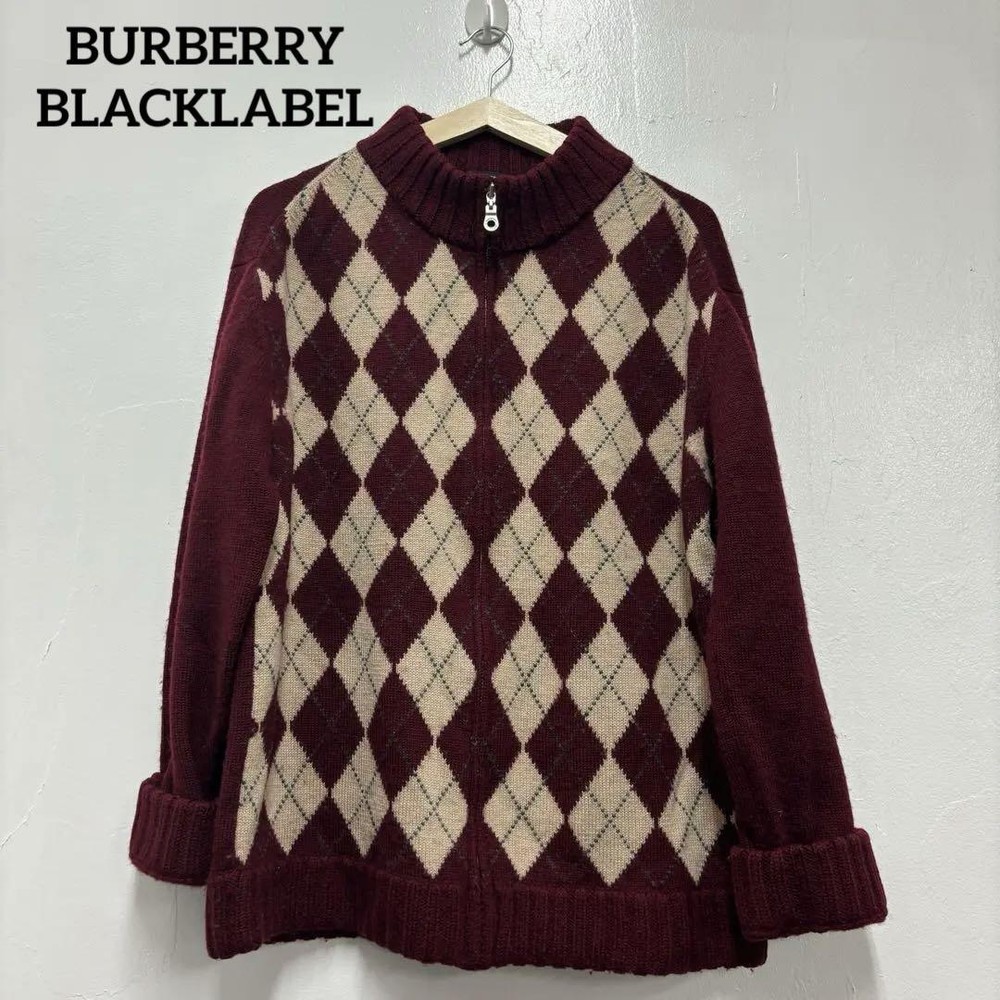 Burberry Black Label Sweater Zip-up Knit Mens Sanyo Shokai F/S from Japan