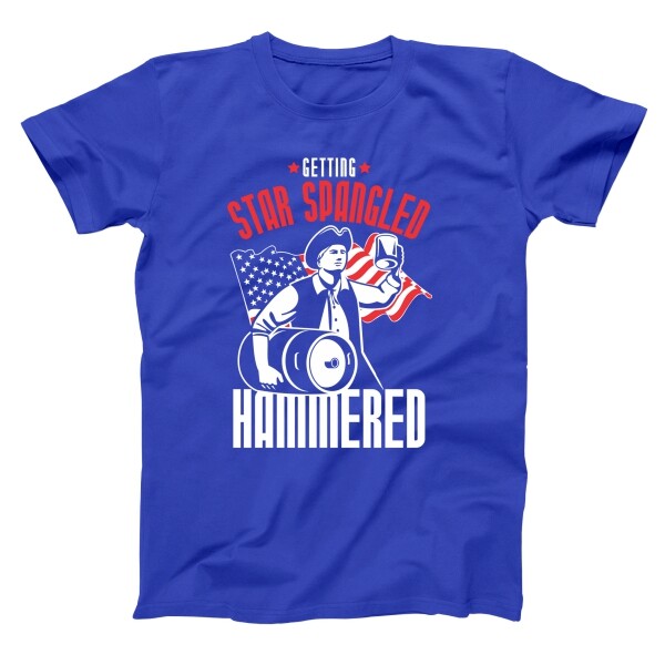 Star Spangled Hammered Usa  Merica Party Royal Blue Basic Men's T-Shirt