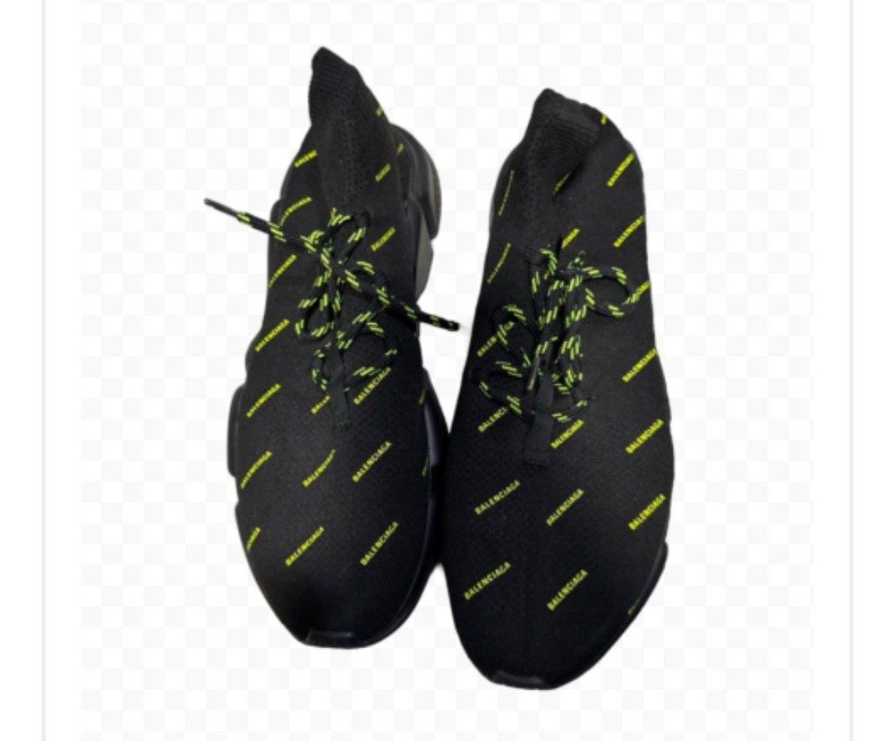Balenciaga Speed Sock Sneakers Black Green Print