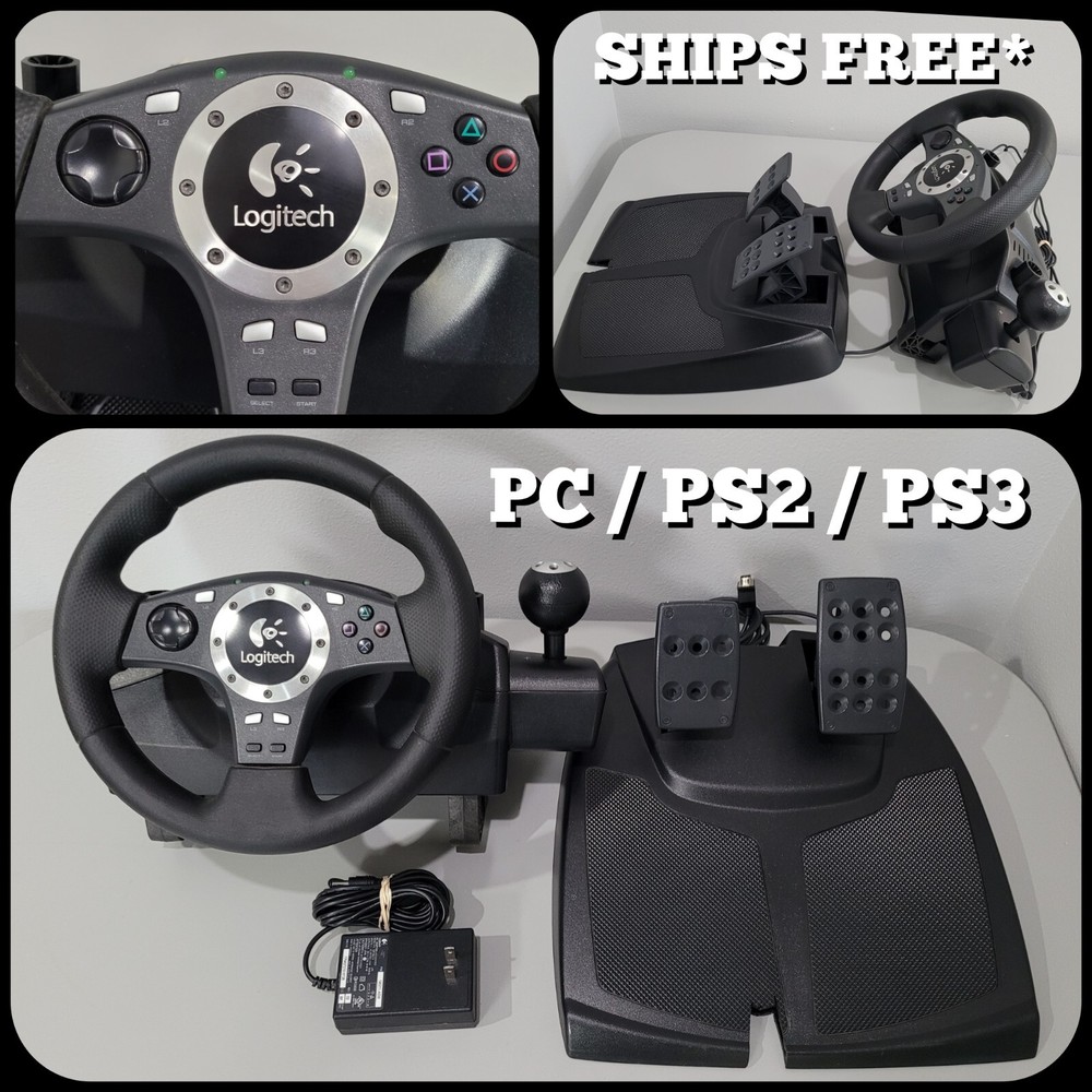 Logitech Driving Force Pro Steering Wheel Pedal Controller E-UJ11 TESTED PS2 PS3