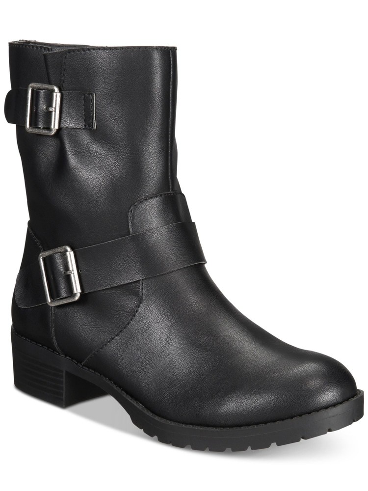 STYLE & COMPANY Womens Black Double Strap Motorcycle Gianara Booties 5.5 M
