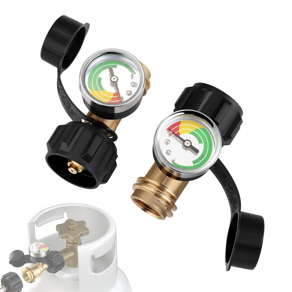 1-2PCS Brass Adapter Gauge for Propane Tank RV Grill Gas Level Meter Indicator