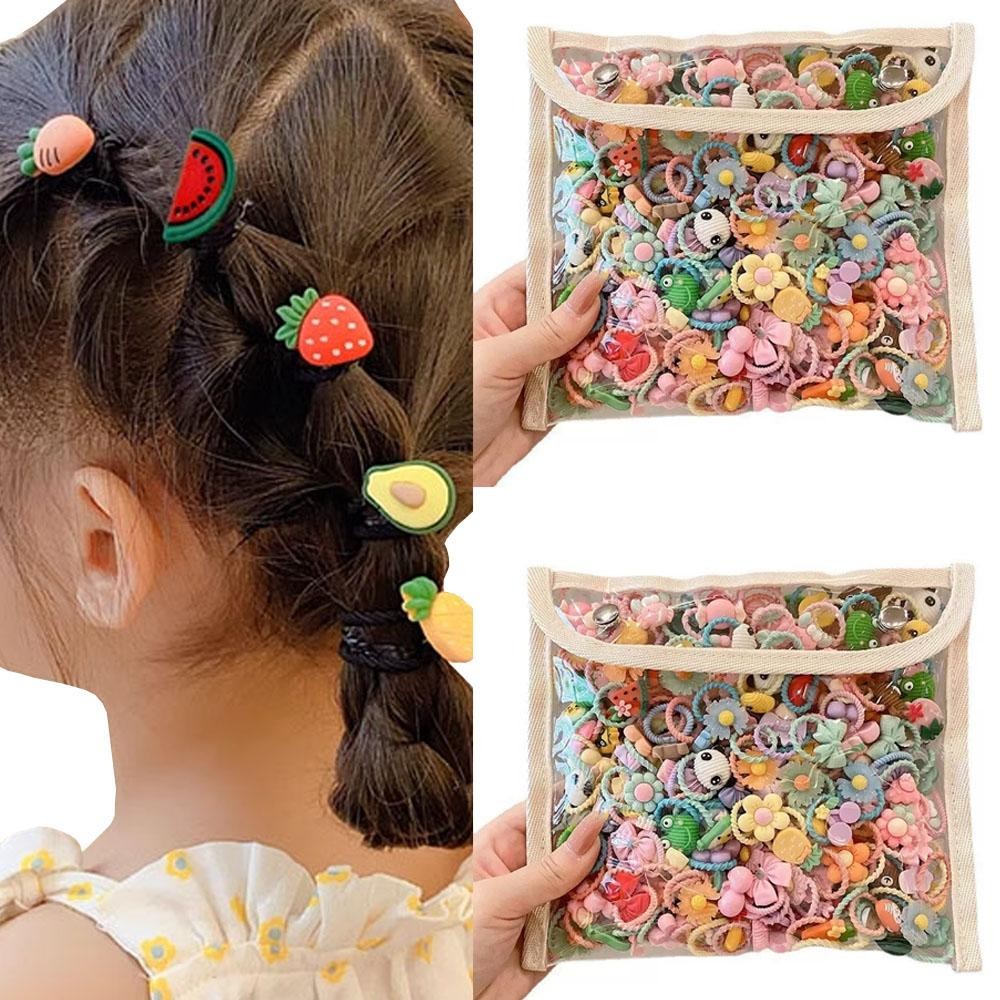 Cartoon Rubber Band Hair Ties for Girls 20/30/50pcs Pack Non-hurting Cute Headba