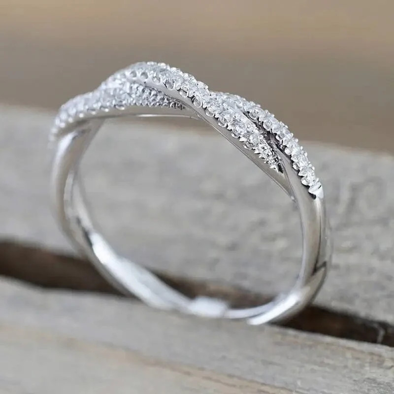 Minimalism 925 Silver Plated Zirconia Twist Ring