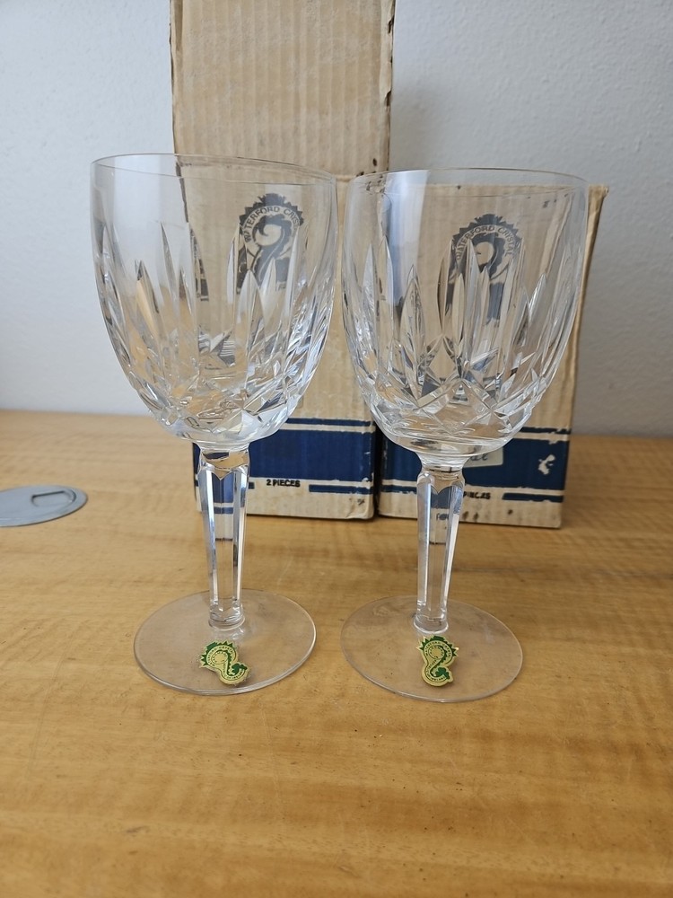 Set of 2 WATERFORD Kildare 7-inch Goblet Wine Glasses in Original Box with Sticker