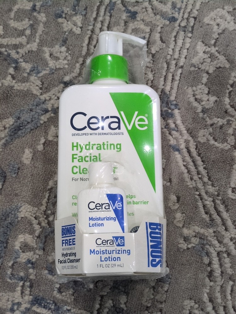 CeraVe Hydrating Facial Cleanser 12 Fl.Oz + Bonus CeraVE Moisturizing Lotion 1oz