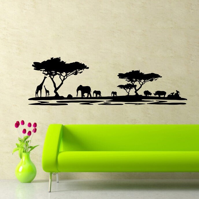 Safari Vinyl Sticker Wall Art - 22 x 35 Black 22 x 35