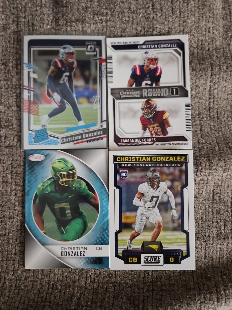 Christian Gonzalez 2023 Rookie Card Lot of 4 Collectibles