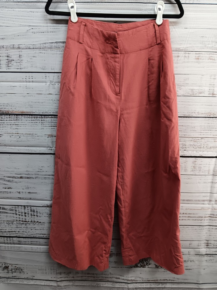 ESPRIT Pink Linen Blend High Rise Wide Leg Pants US4 Regular