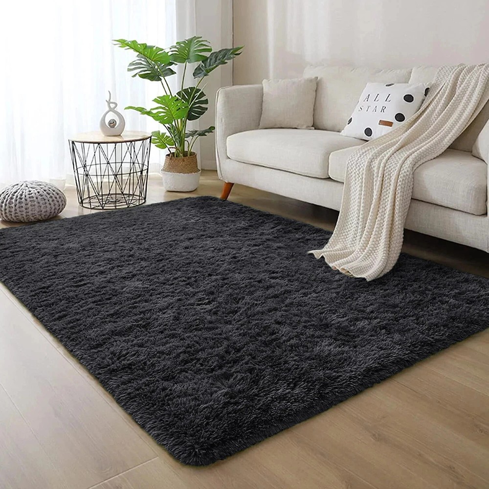 Rug Shaggy Fluffy Area Rug Anti Skid Living Room Bedroom Carpet Ultra Soft Floor