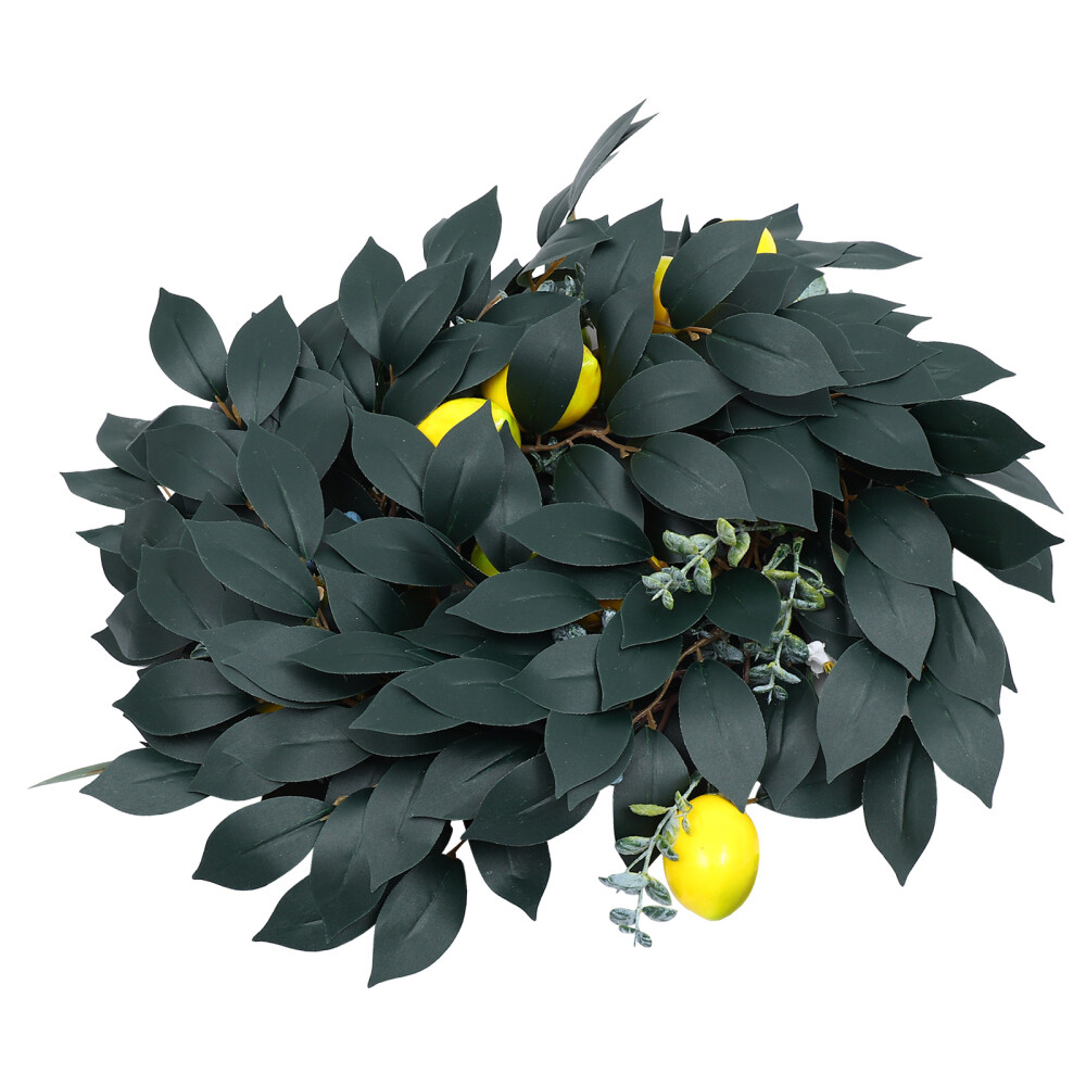 Rattan Wall Hanging with Green Vines and Lemon Decor Centerpiece