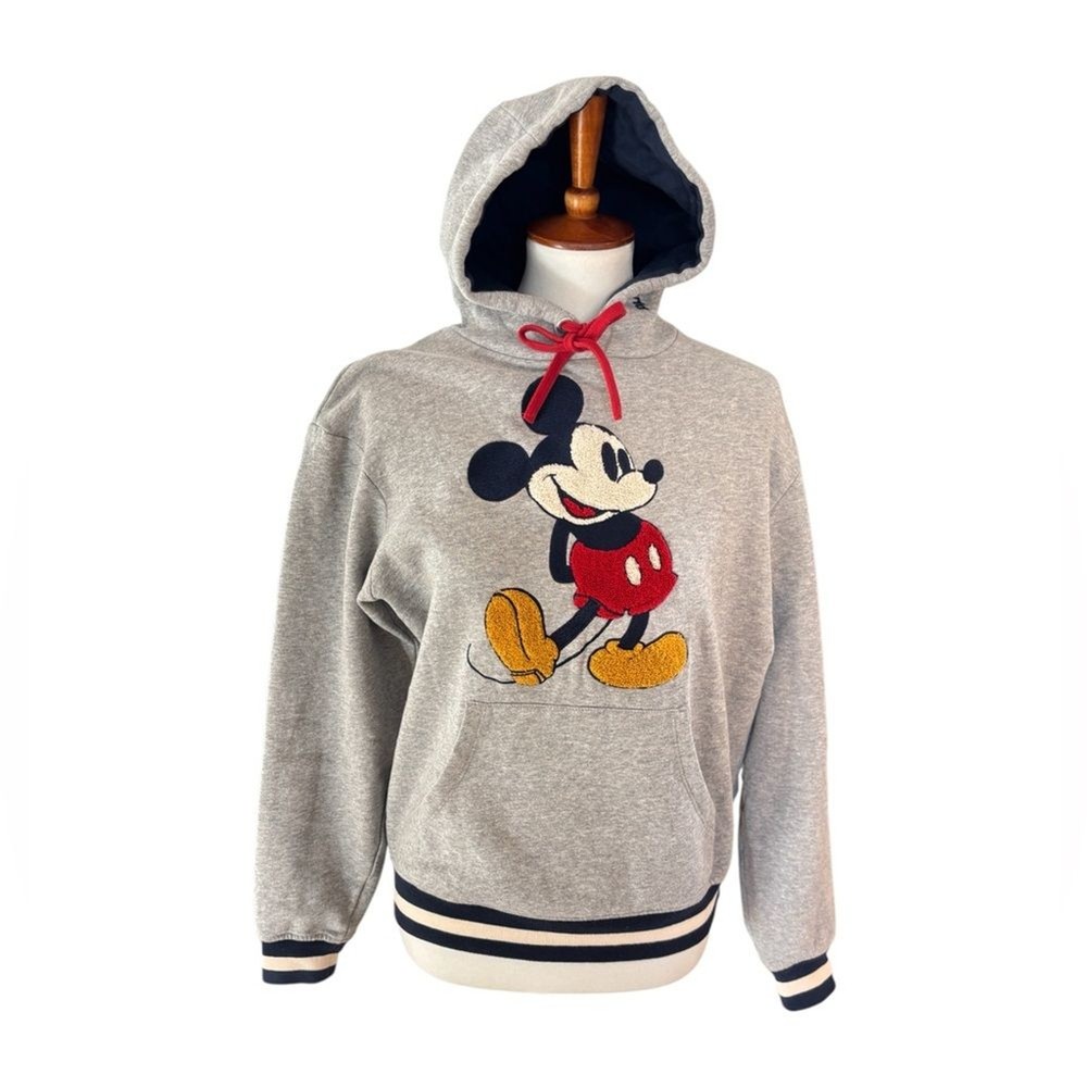 Disney Womens XS Gray Mickey Mouse Hooded Sweatshirt Disney Apparel