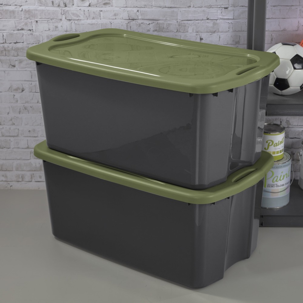 2-Pack Sterilite 30-Gallon Clear Storage Bins with Full-Grip Handles