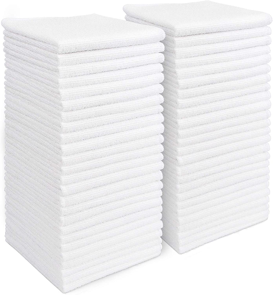 Microfiber Cleaning Cloths White 50 Pk Absorbent Cleaning Rags 11.5
