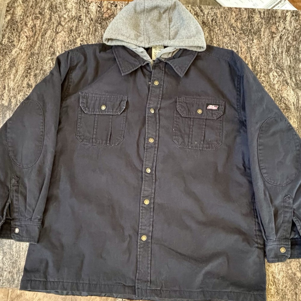 Dickies Blue Quilt-Lined Snap Hooded Work Jacket for Men Size 2XL 50-52