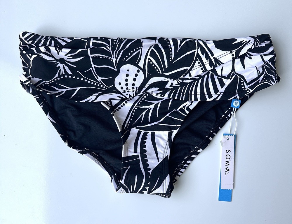 NWT Bleu Rod Beattie Soma Black White Ciao Bella Sarong Hipster Bottom Women’s 4