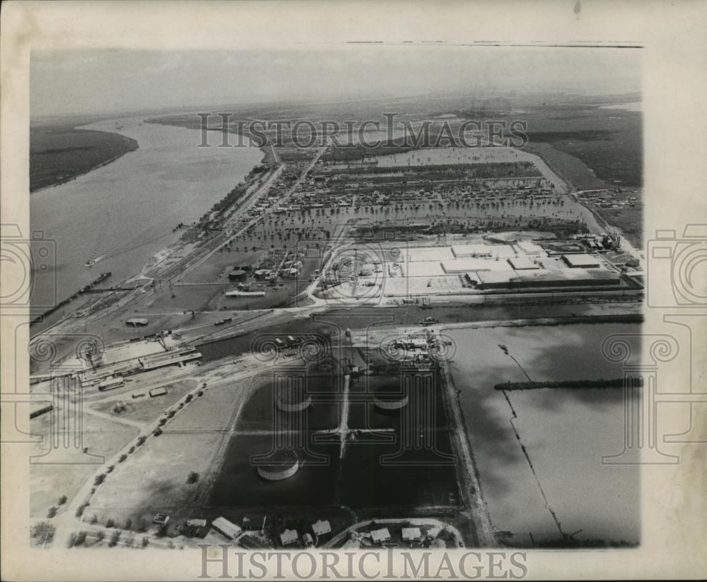 1965 Press Photo Aerial View of Flooded Port Sulphur Louisiana  - noa04866