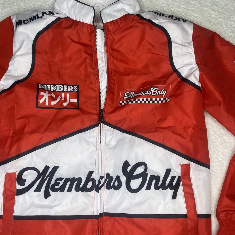 Members Only Sport Men's Red Team Racing Windbreaker Jacket Size S