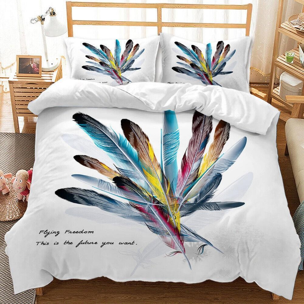 Feather Digital Printing #7 Quilt Duvet Cover Set Comforter Cover Queen