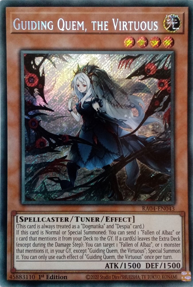 Guiding Quem the Virtuous Secret Rare 1st Edition YuGiOh Card RA04-EN043