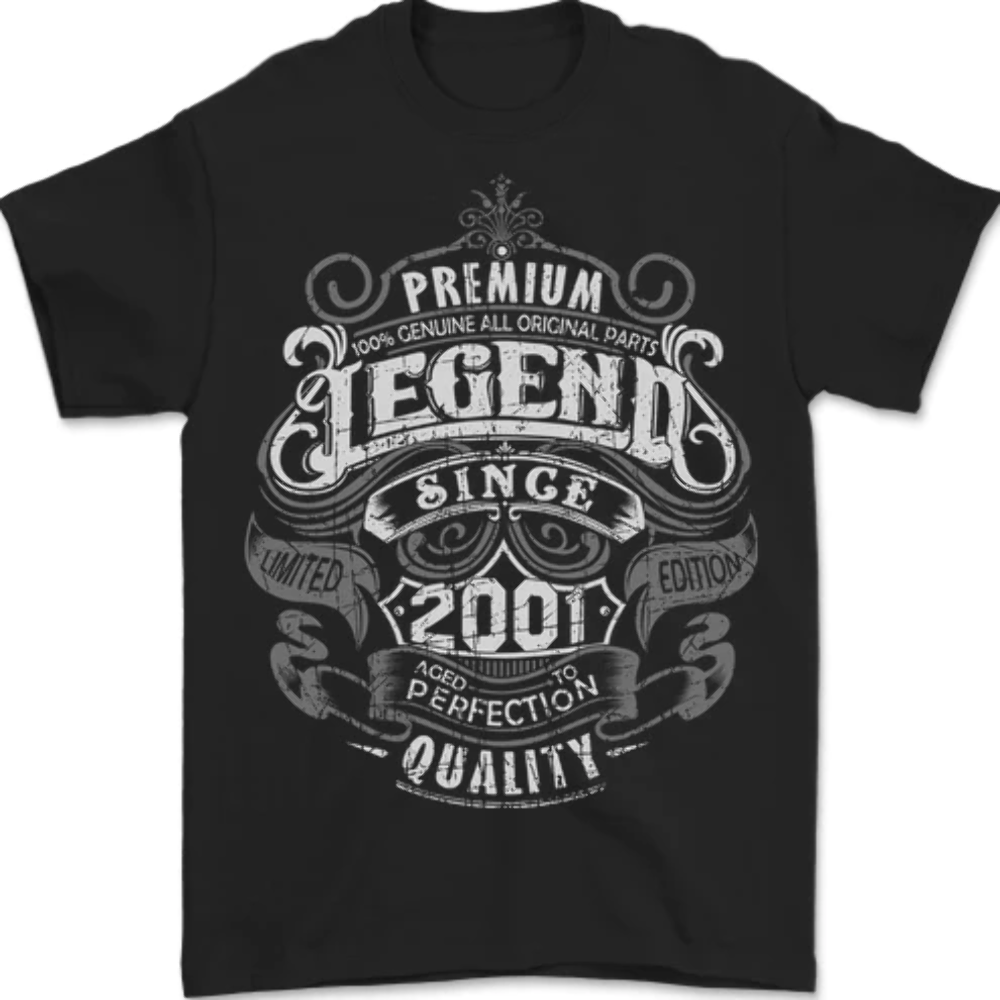 Premium Legend 22nd Birthday 2001 Mens T-Shirt 100% Cotton