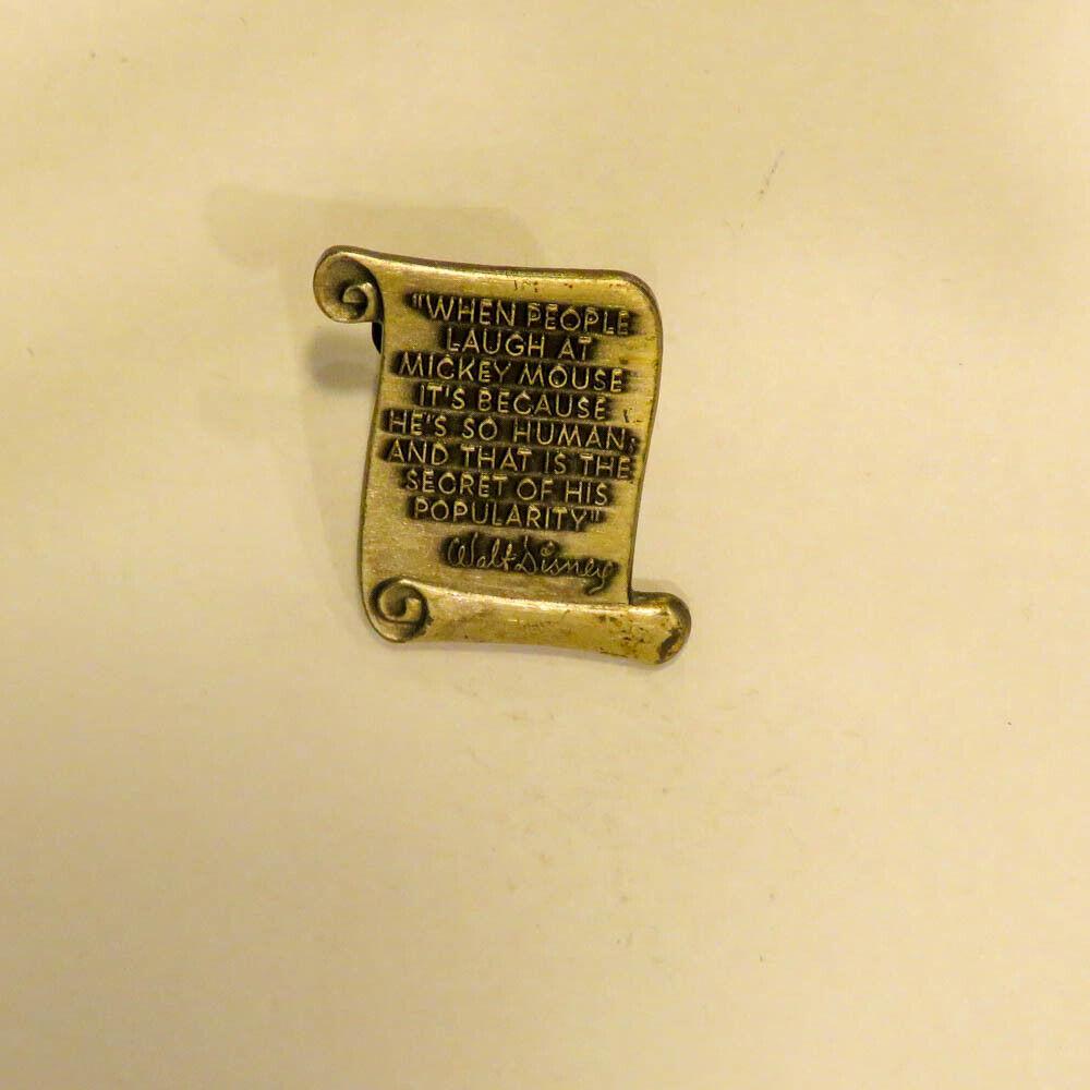 Disney Walt Disney Scroll Quote Pin Popular Vintage Collectible