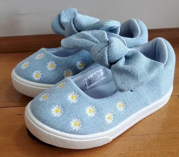 Toddler Girls Falls Creek Denim Kids Sneakers Daisies Flowers Size 7 8 9 10 NWT