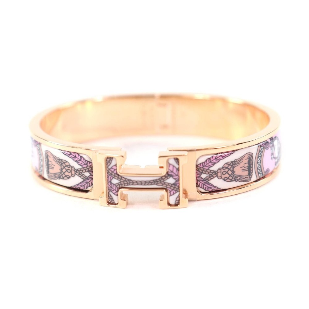 Hermes Clic H / Grand Appala Orb Pink Gold Hardware Bangle  Made in France 68435