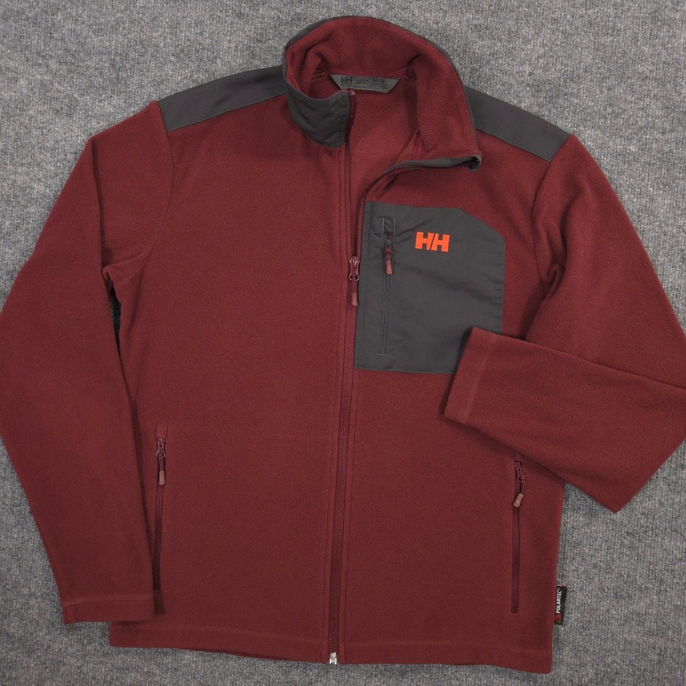 Helly Hansen Daybreaker Block Jacket Mens M Maroon Full Zip Polartec Microfleece