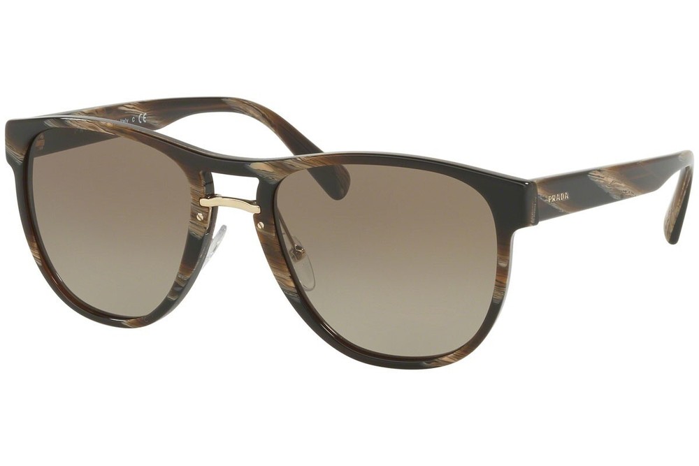 PRADA SPR 09U C9O-1X1 55mm Brown Horn Aviator Sunglasses Unisex Made in Italy