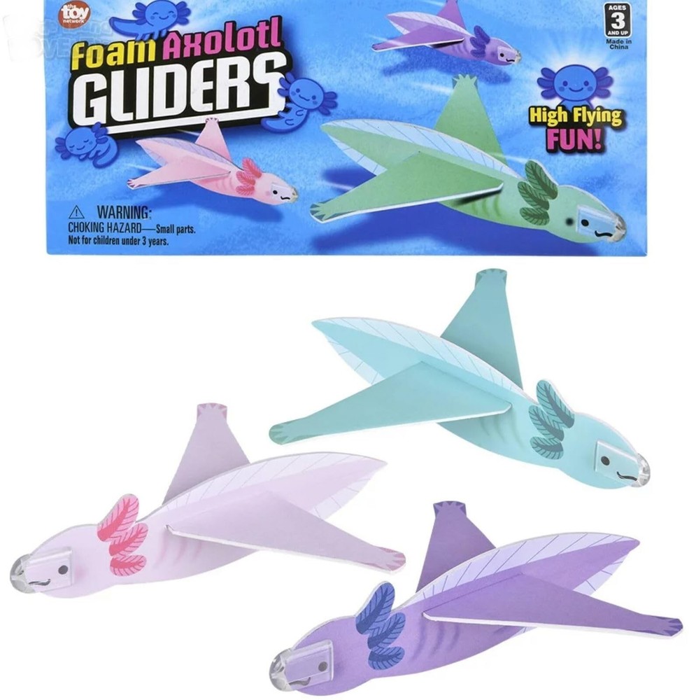 HAPPY DEALS ~ Axolotl Toy Gliders - 24 PC - 7 Inches - Individually Packaged