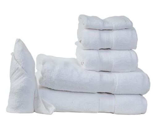 Towels, Premium Towel, Zero Twist, 100% Pure Cotton, 6-Piece Towels Set White