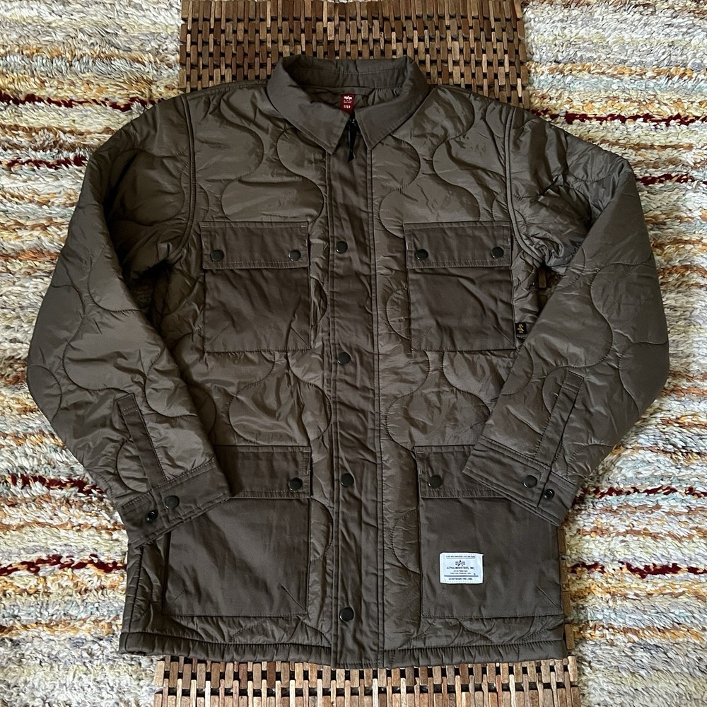 Alpha Industries Diamond Quilted Puffer Jacket in Chore Green Size Large