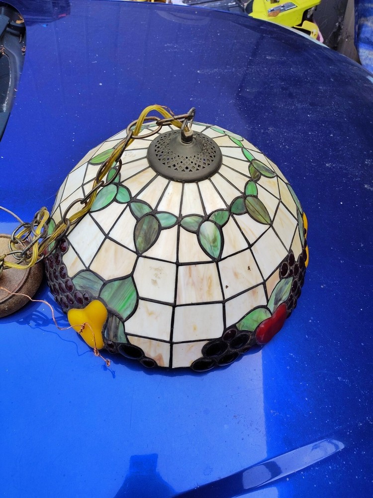 Tiffany Style Glass Hanging Ceiling Lamp With Fruit Vintage KITCHEN BAR MCM